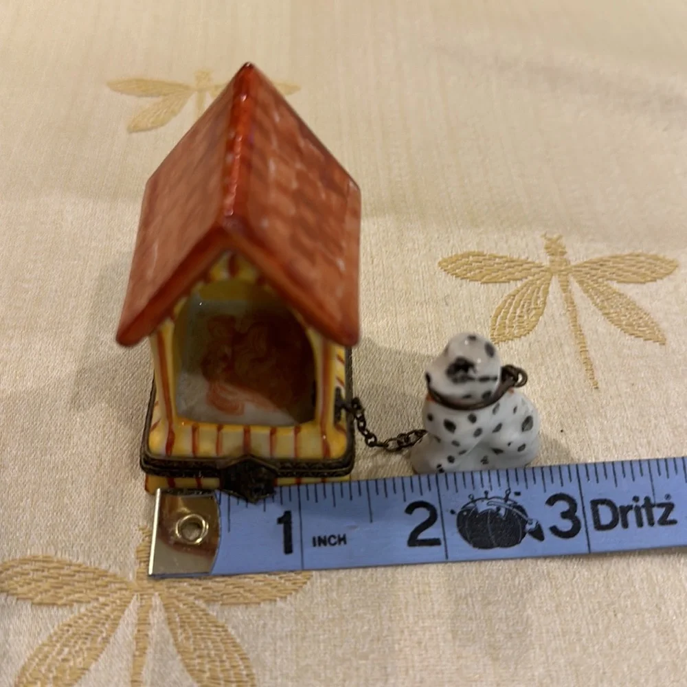 Limoges France Porcelain Dog Puppy Dalmation Doghouse Pierre Arguie Trinket Box. - Picture 11 of 11